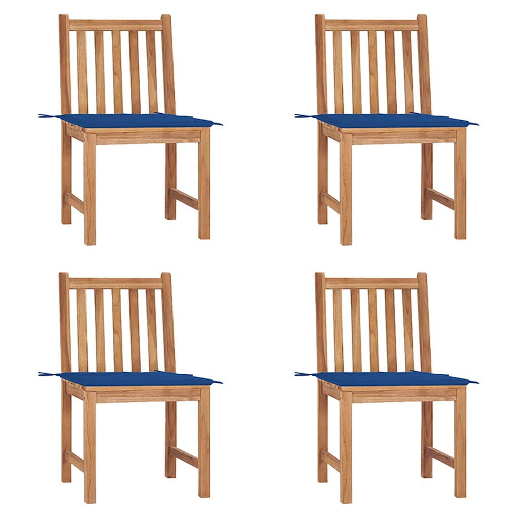 vidaXL Καρέκλες Κήπου 4 Τεμαχίων από Μασίφ Ξύλο Teak με Μαξιλάρια