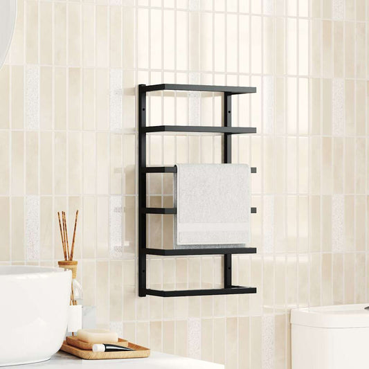vidaXL Βάση για Πετσέτες Επιτοίχια Μαύρη 24 x 12 x 48 εκ. Ατσάλινη