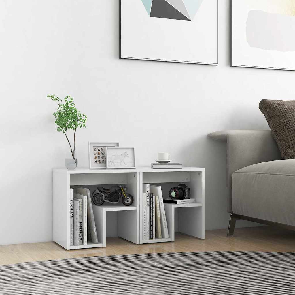 vidaXL Κομοδίνα 2 τεμ. Λευκά 40 x 30 x 40 εκ. από Επεξ. Ξύλο
