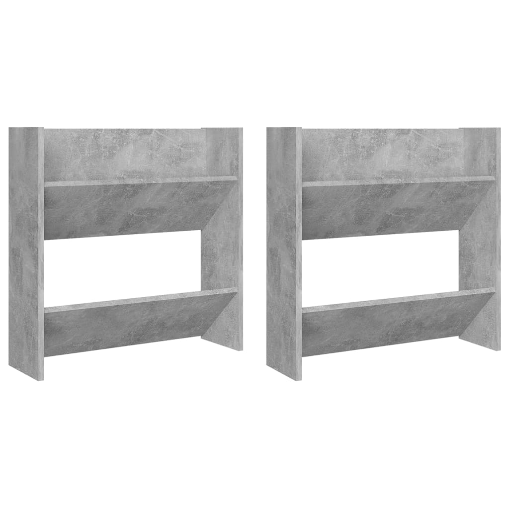 vidaXL Παπουτσοθήκες Τοίχου 2 τεμ. Γκρι Σκυρ. 60x18x60 εκ. Μοριοσανίδα