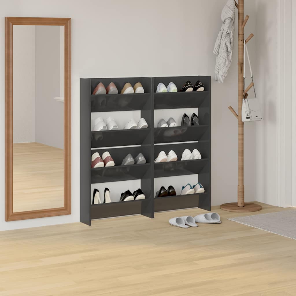 vidaXL Παπουτσοθήκες 4 τεμ. Γυαλ. Γκρι 60 x 18 x 60 εκ. Επεξ. Ξύλο