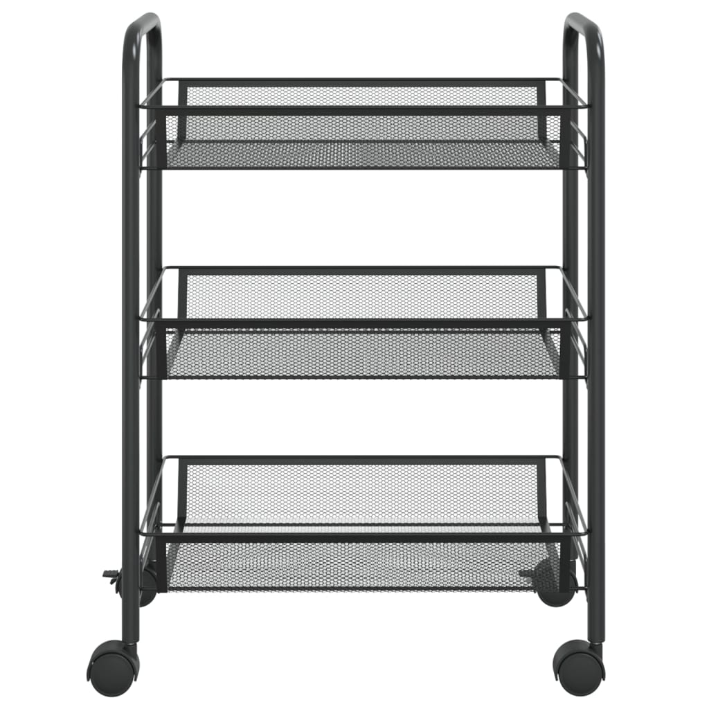 vidaXL Τρόλεϊ Κουζίνας 3 Επιπέδων Μαύρο 46 x 26 x 64 εκ. Σιδερένιο