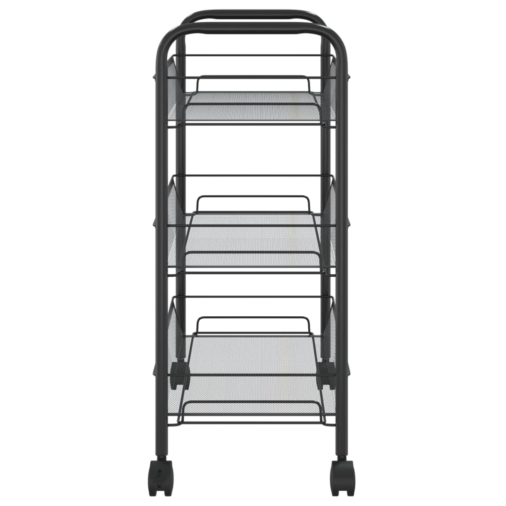 vidaXL Τρόλεϊ Κουζίνας 3 Επιπέδων Μαύρο 46 x 26 x 64 εκ. Σιδερένιο
