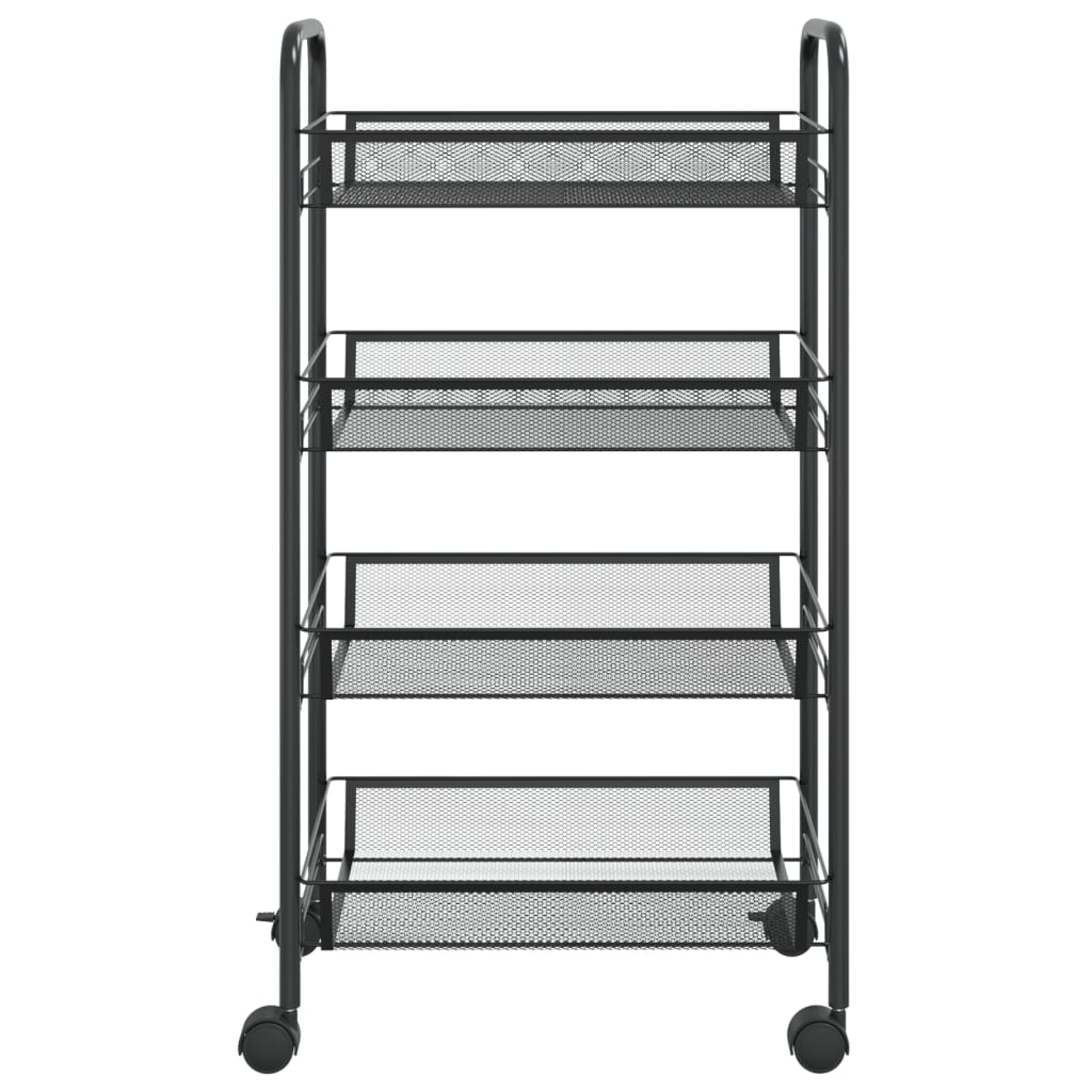 vidaXL Τρόλεϊ Κουζίνας 4 Επιπέδων Μαύρο 46 x 26 x 85 εκ. Σιδερένιο
