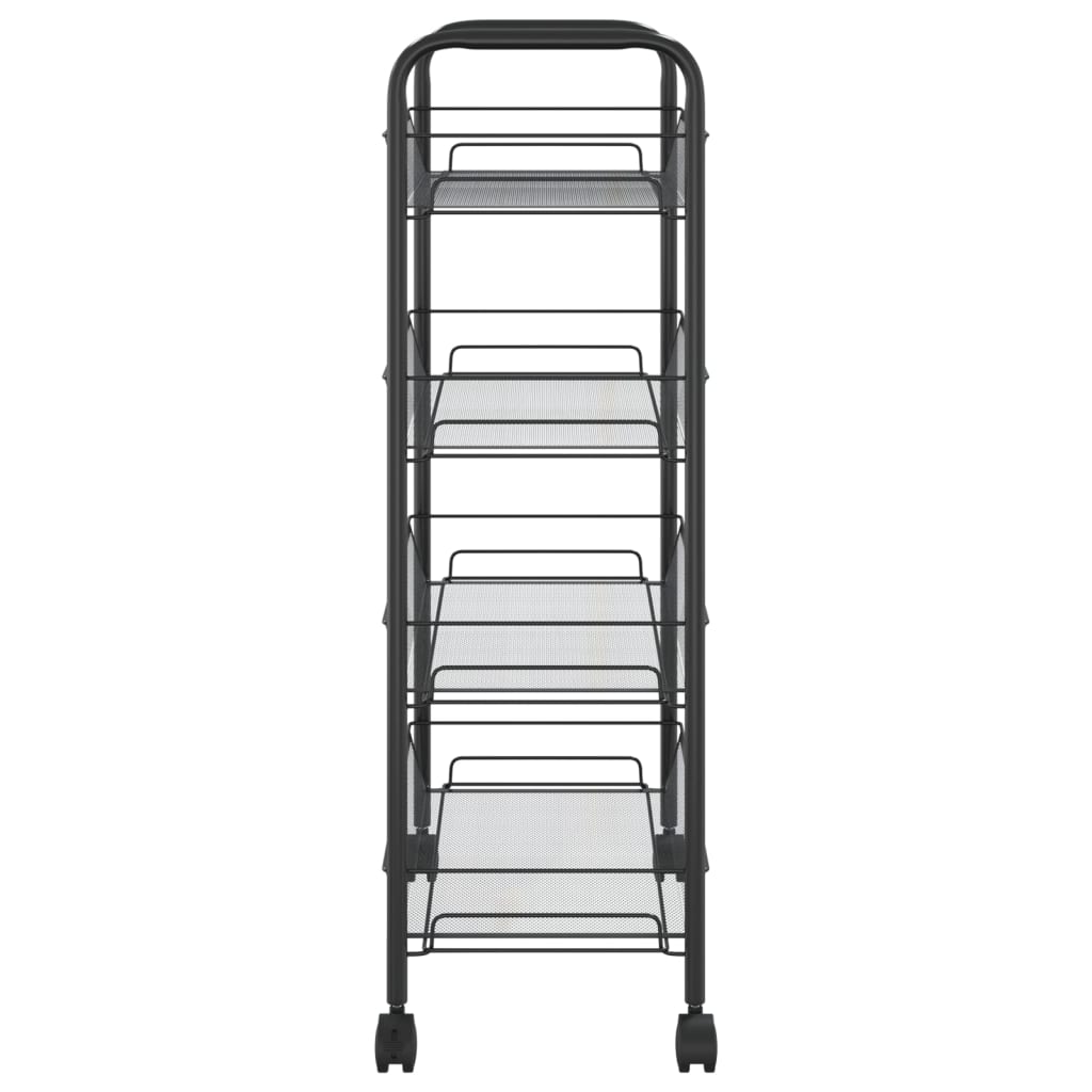 vidaXL Τρόλεϊ Κουζίνας 4 Επιπέδων Μαύρο 46 x 26 x 85 εκ. Σιδερένιο