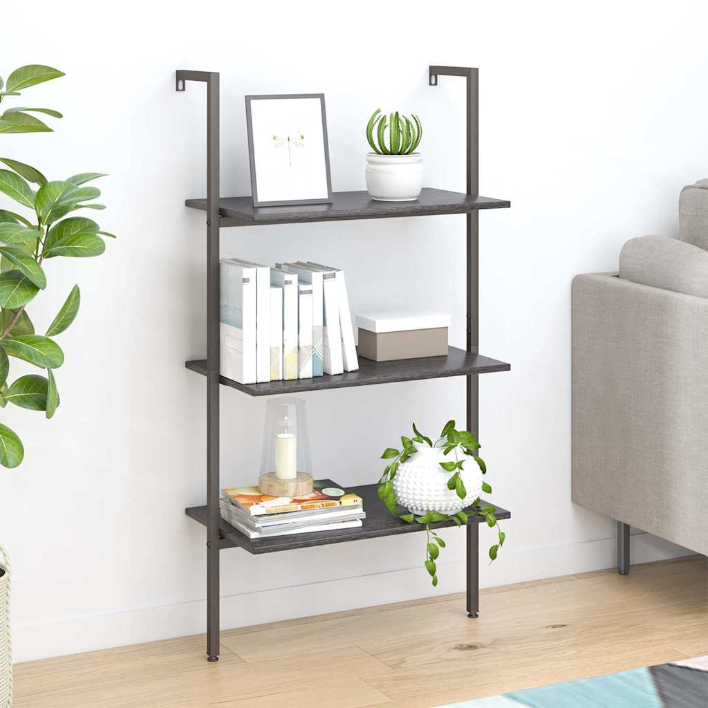 vidaXL Ραφιέρα Κεκλιμένη 3 Επιπέδων Μαύρη 64x35x120,5 εκ.