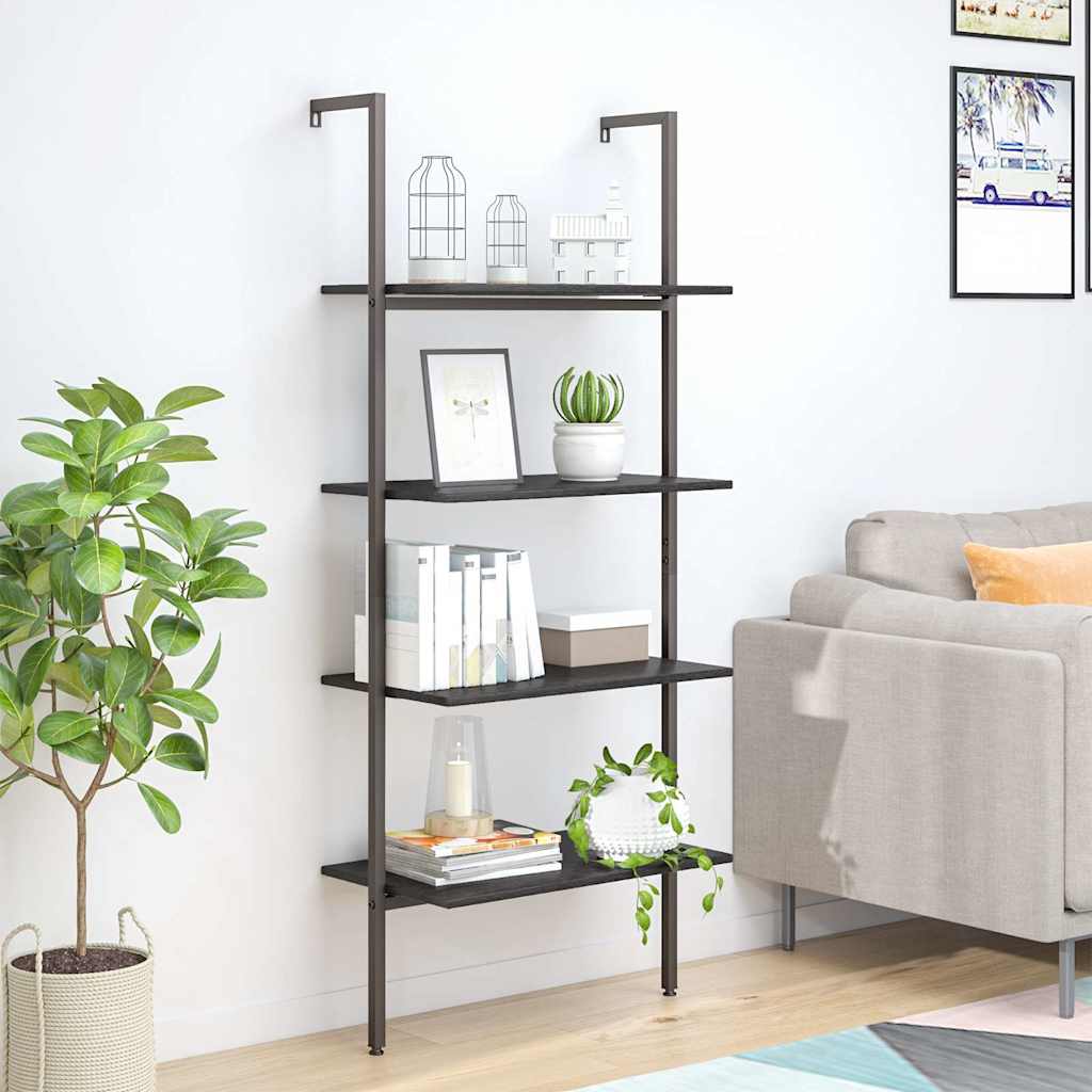 vidaXL Ραφιέρα Κεκλιμένη 4 Επιπέδων Μαύρη 64 x 35 x 152,5 εκ.