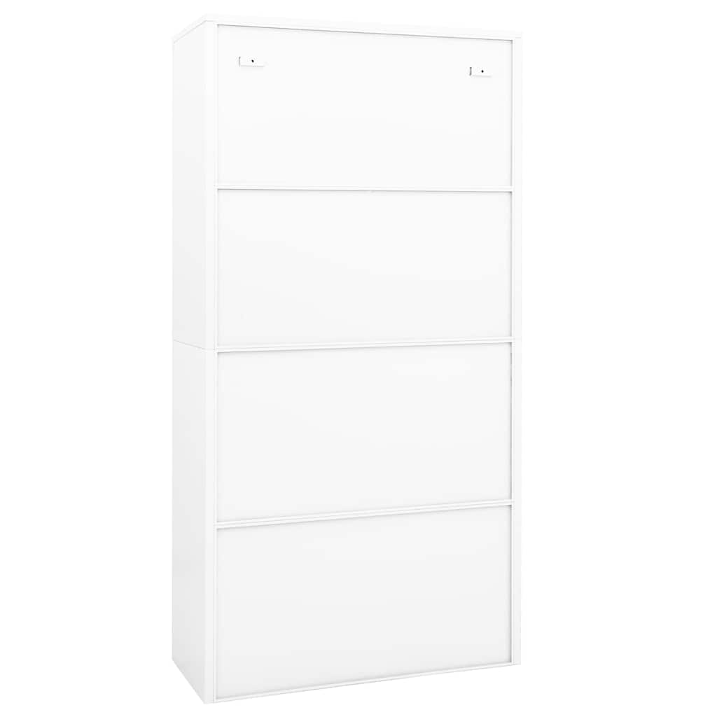 vidaXL Ντουλάπα Γραφείου Λευκή 90 x 40 x 180 εκ Ατσάλι / Ψημένο Γυαλί