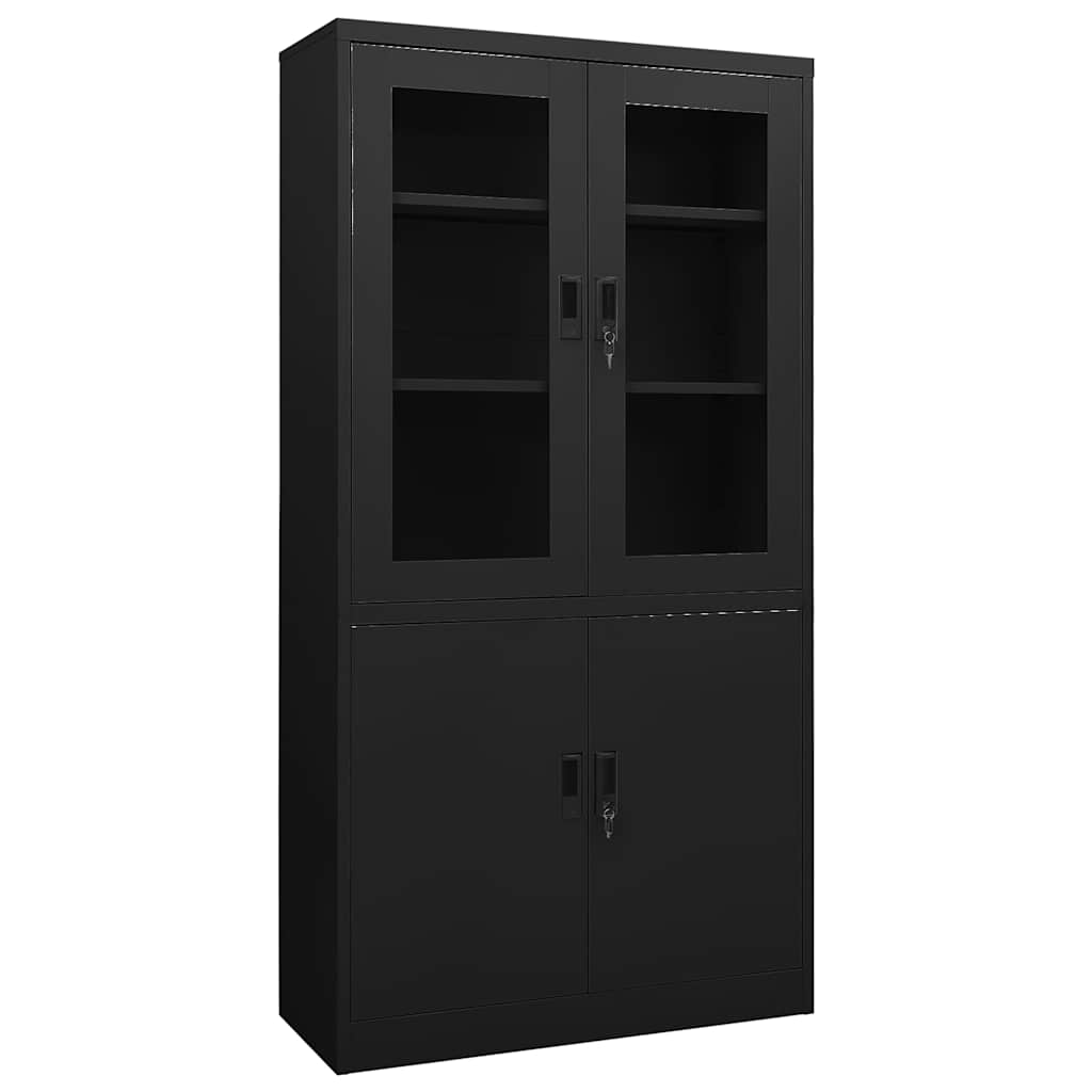 vidaXL Ντουλάπα Γραφείου 90 x 40 x 180 εκ. Μαύρη Ατσάλινη