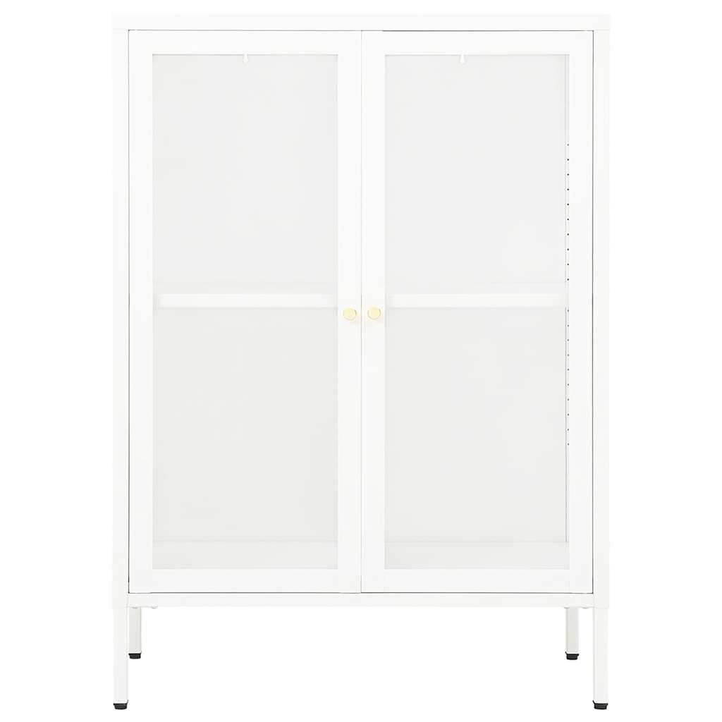 vidaXL Μπουφές Λευκός 75 x 35 x 105 εκ. από Ατσάλι και Γυαλί