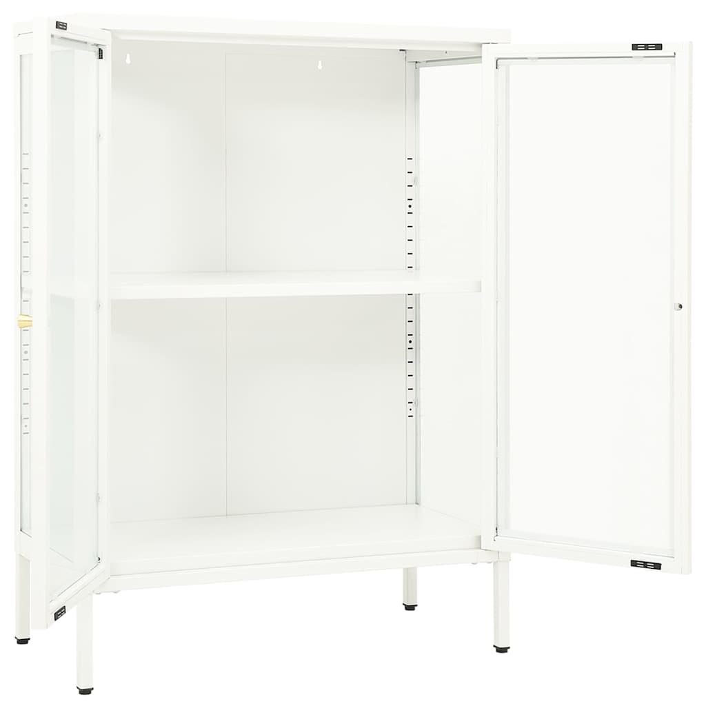 vidaXL Μπουφές Λευκός 75 x 35 x 105 εκ. από Ατσάλι και Γυαλί
