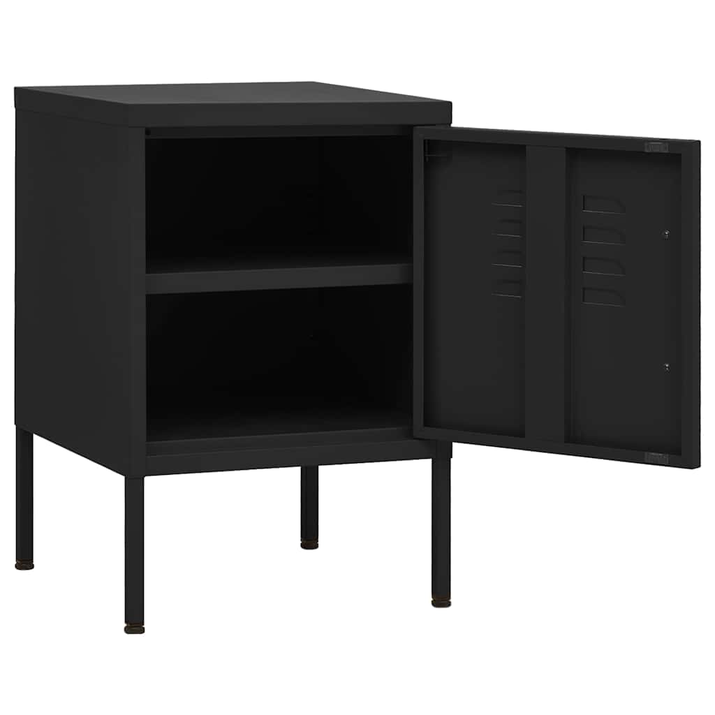 vidaXL Κομοδίνο Μαύρο 35 x 35 x 51 εκ. από Ατσάλι