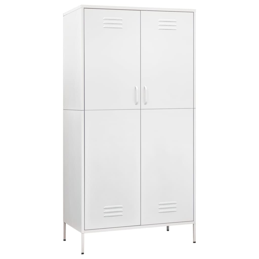 vidaXL Ντουλάπα Λευκή 90 x 50 x 180 εκ. από Ατσάλι