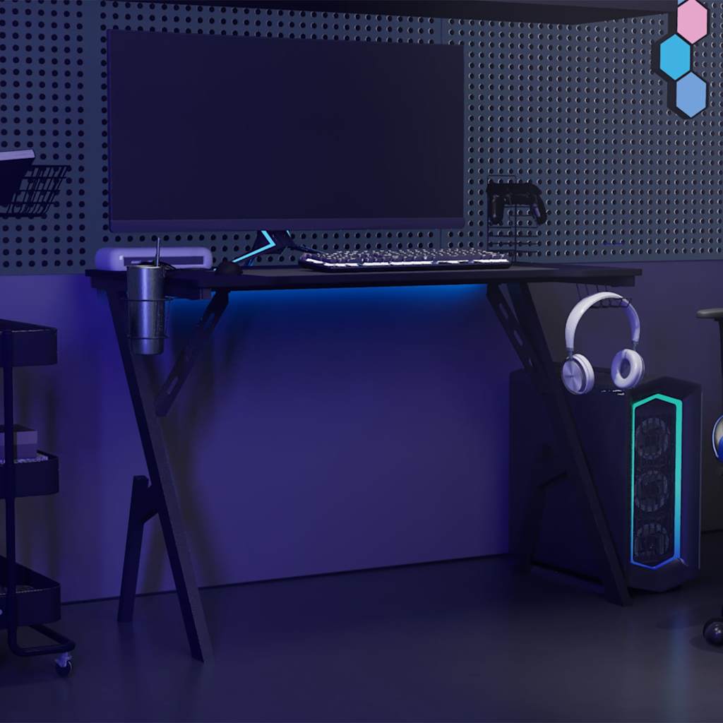 vidaXL Γραφείο Gaming Μαύρο 110 x 60 x 75 εκ. με Πόδια σε Σχήμα Υ