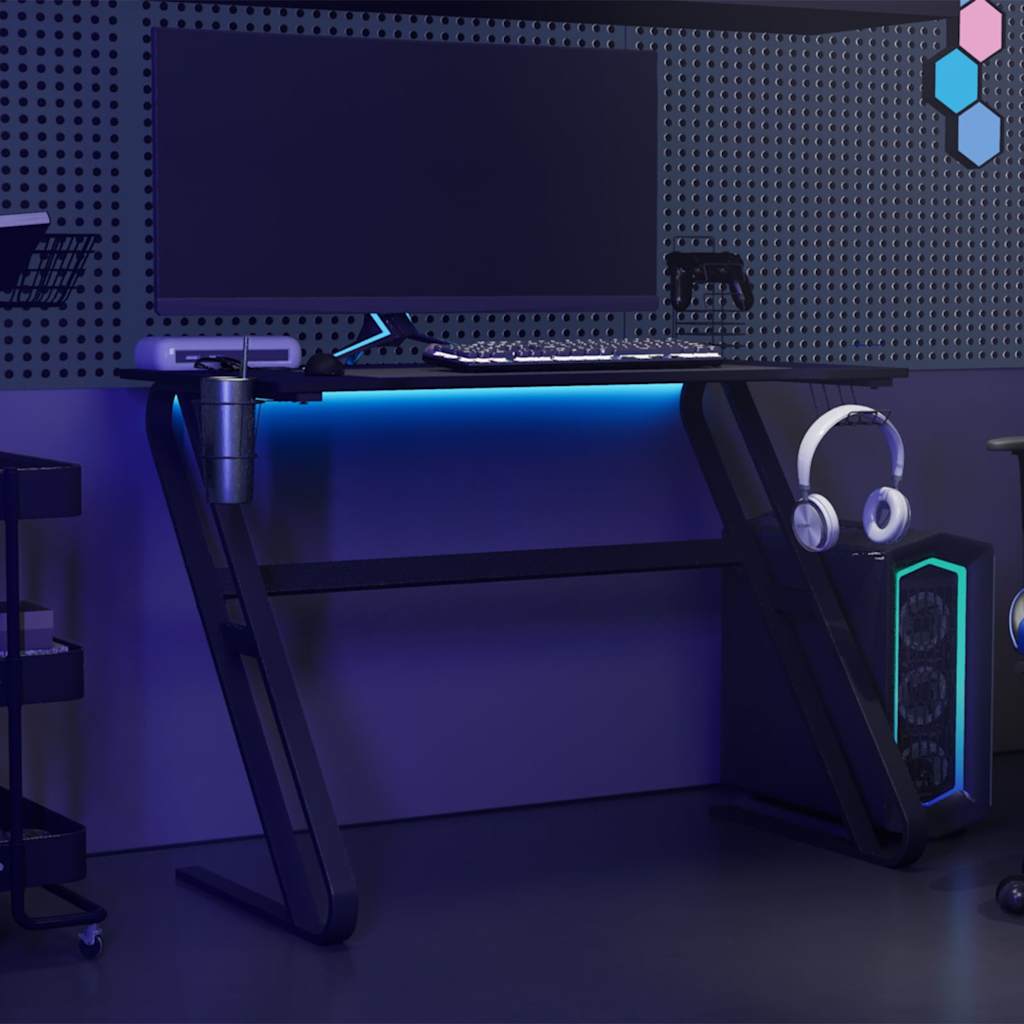 vidaXL Γραφείο Gaming Μαύρο 110 x 60 x 75 εκ. με Πόδια σε Σχήμα ΖΖ