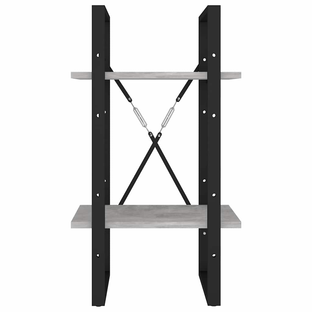 vidaXL Βιβλιοθήκη με 2 Ράφια Γκρι Σκυρ. 40 x 30 x 70 εκ. Επεξ. Ξύλο