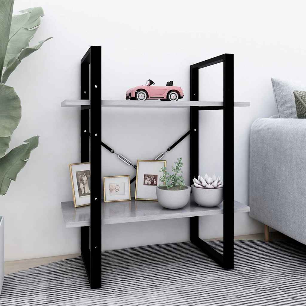 vidaXL Βιβλιοθήκη με 2 Ράφια Γκρι Σκυρ. 60 x 30 x 70 εκ. Επεξ. Ξύλο