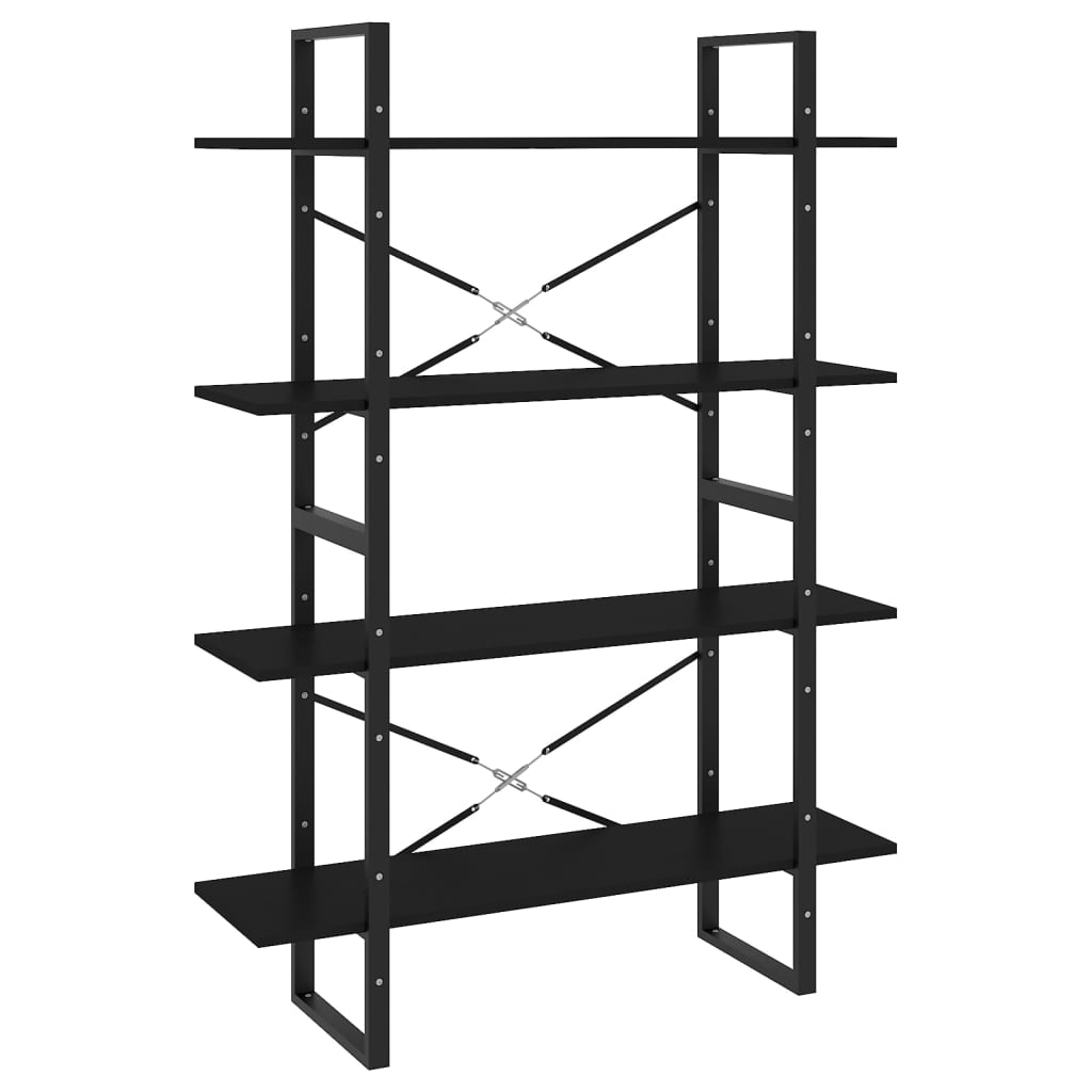 vidaXL Βιβλιοθήκη με 4 Ράφια Μαύρη 100 x 30 x 140 εκ. από Επεξ. Ξύλο