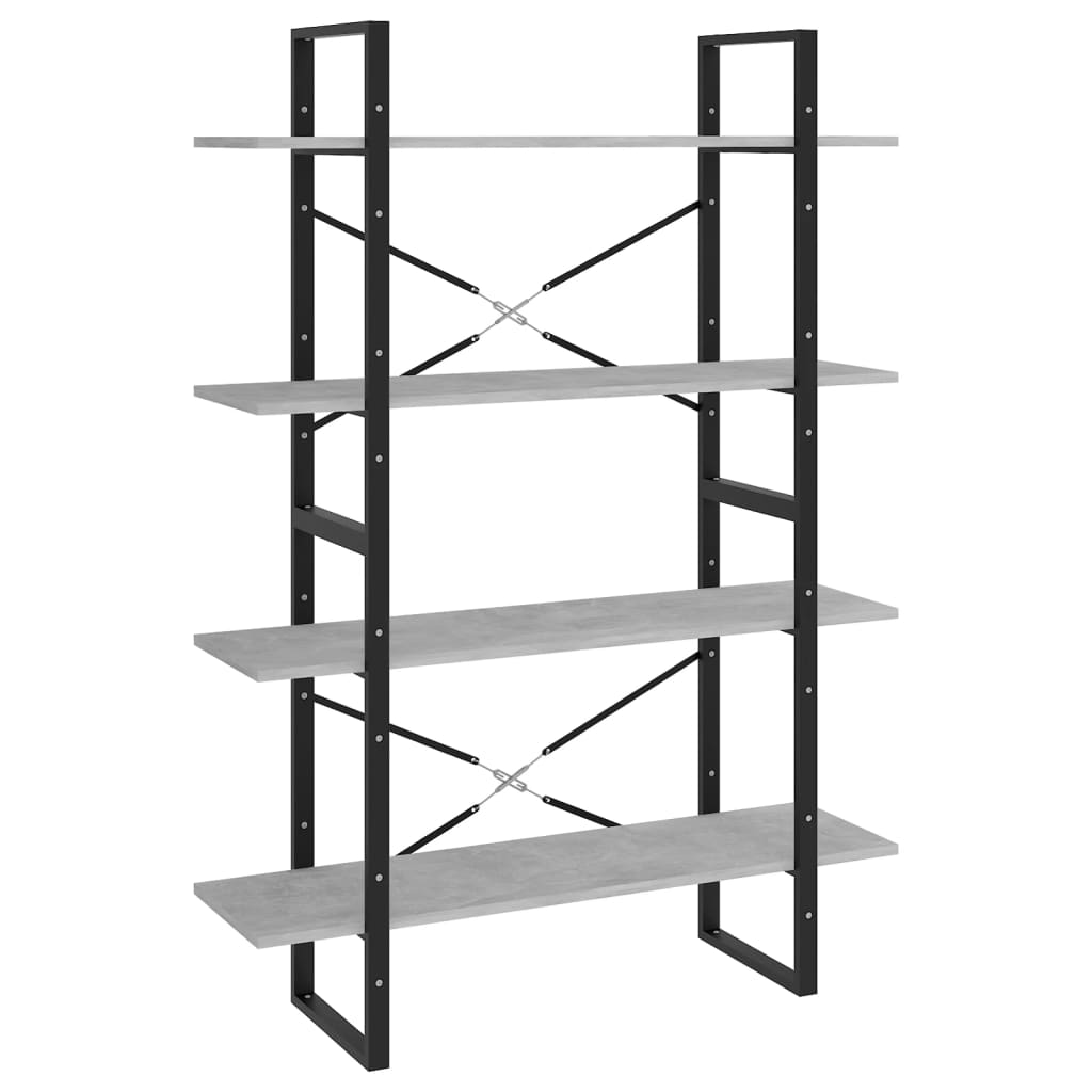 vidaXL Βιβλιοθήκη με 4 Ράφια Γκρι Σκυροδέμ. 100x30x140 εκ. Επεξ. Ξύλο