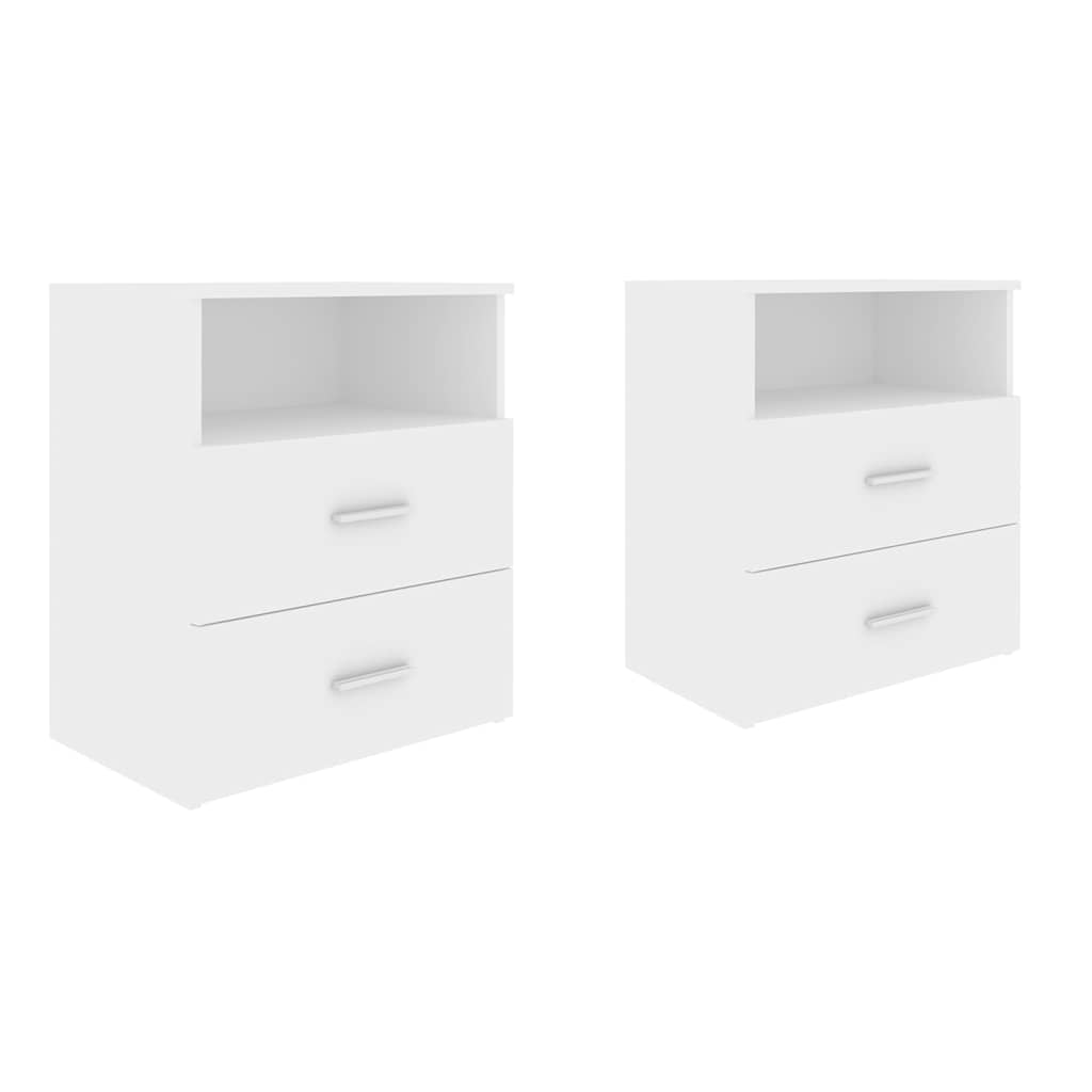 vidaXL Κομοδίνα 2 τεμ. Λευκά 50 x 32 x 60 εκ. από Επεξ. Ξύλο
