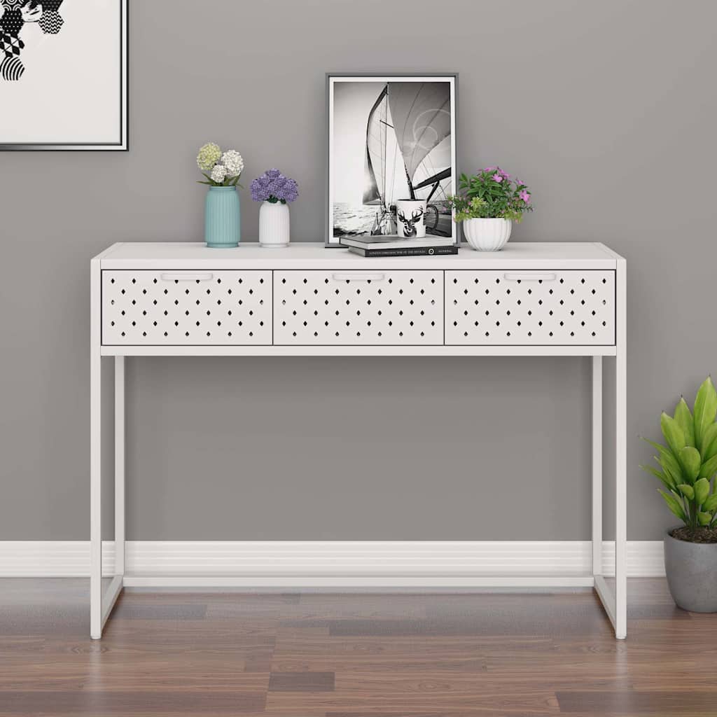 vidaXL Τραπέζι Κονσόλα Λευκό 106 x 35 x 75 εκ. από Ατσάλι