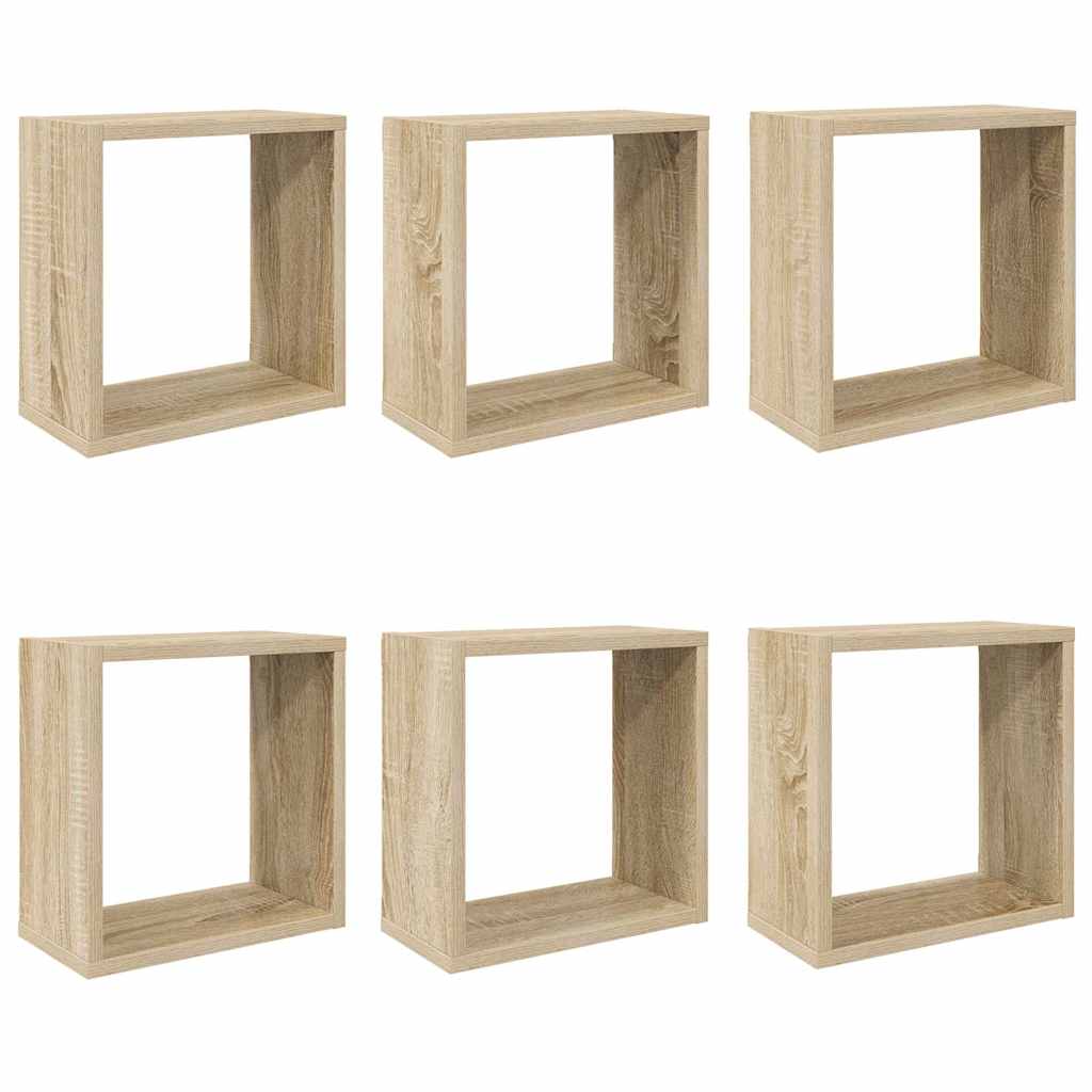 vidaXL Ράφια Κύβοι Τοίχου 6 τεμ. Sonoma Δρυς 30 x 15 x 30 εκ.