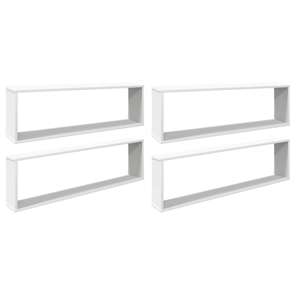 vidaXL Ράφια Κύβοι Τοίχου 4 τεμ. Λευκά 100 x 15 x 30 εκ. Επεξ. Ξύλο