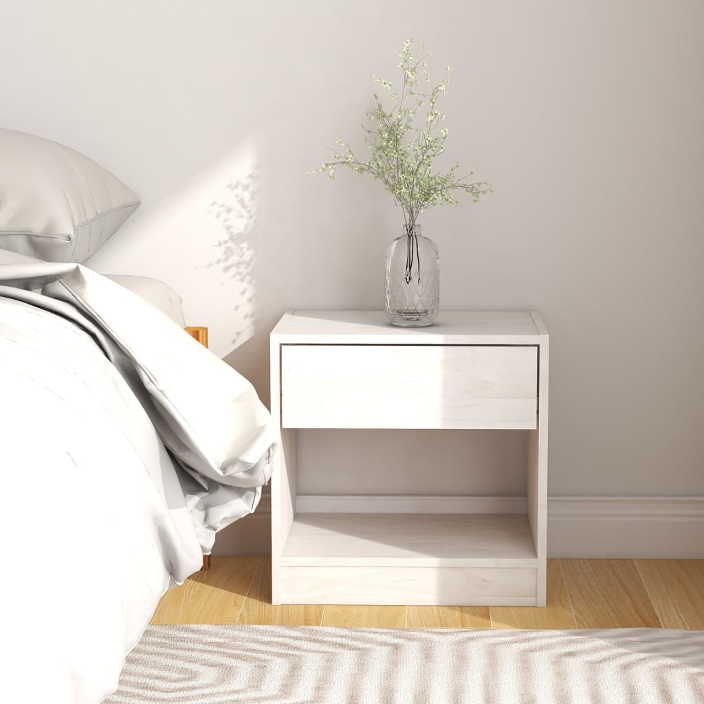 vidaXL Κομοδίνα 2 τεμ. Λευκά 40 x 31 x 40 εκ. από Μασίφ Ξύλο Πεύκου