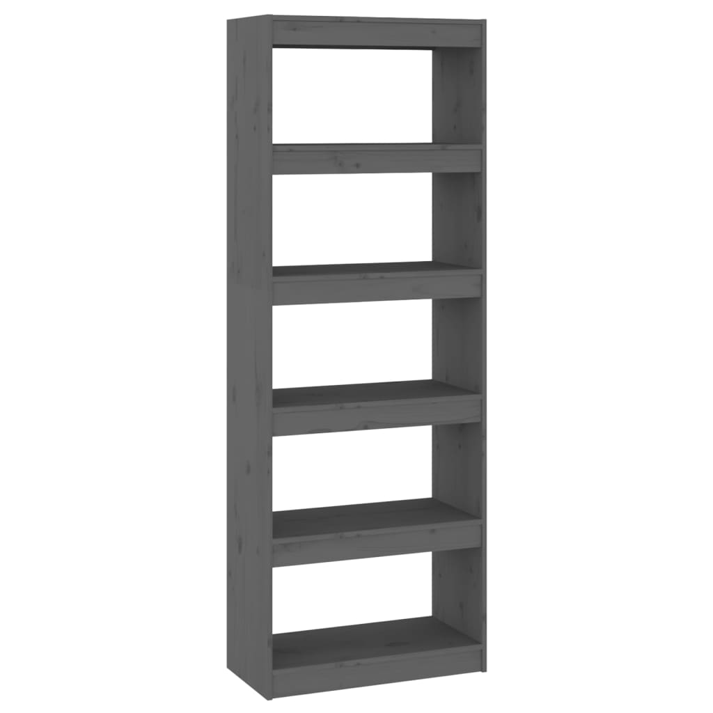 vidaXL Βιβλιοθήκη/Διαχωριστικό Χώρου Γκρι 60x30x167,5 εκ. Μασίφ Πεύκο