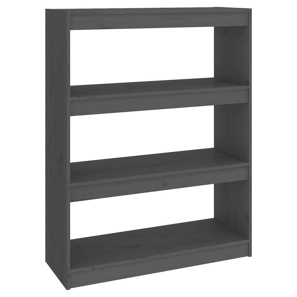 vidaXL Βιβλιοθήκη/Διαχωριστικό Χώρου Γκρι 80x30x103,5 εκ. Μασίφ Πεύκο
