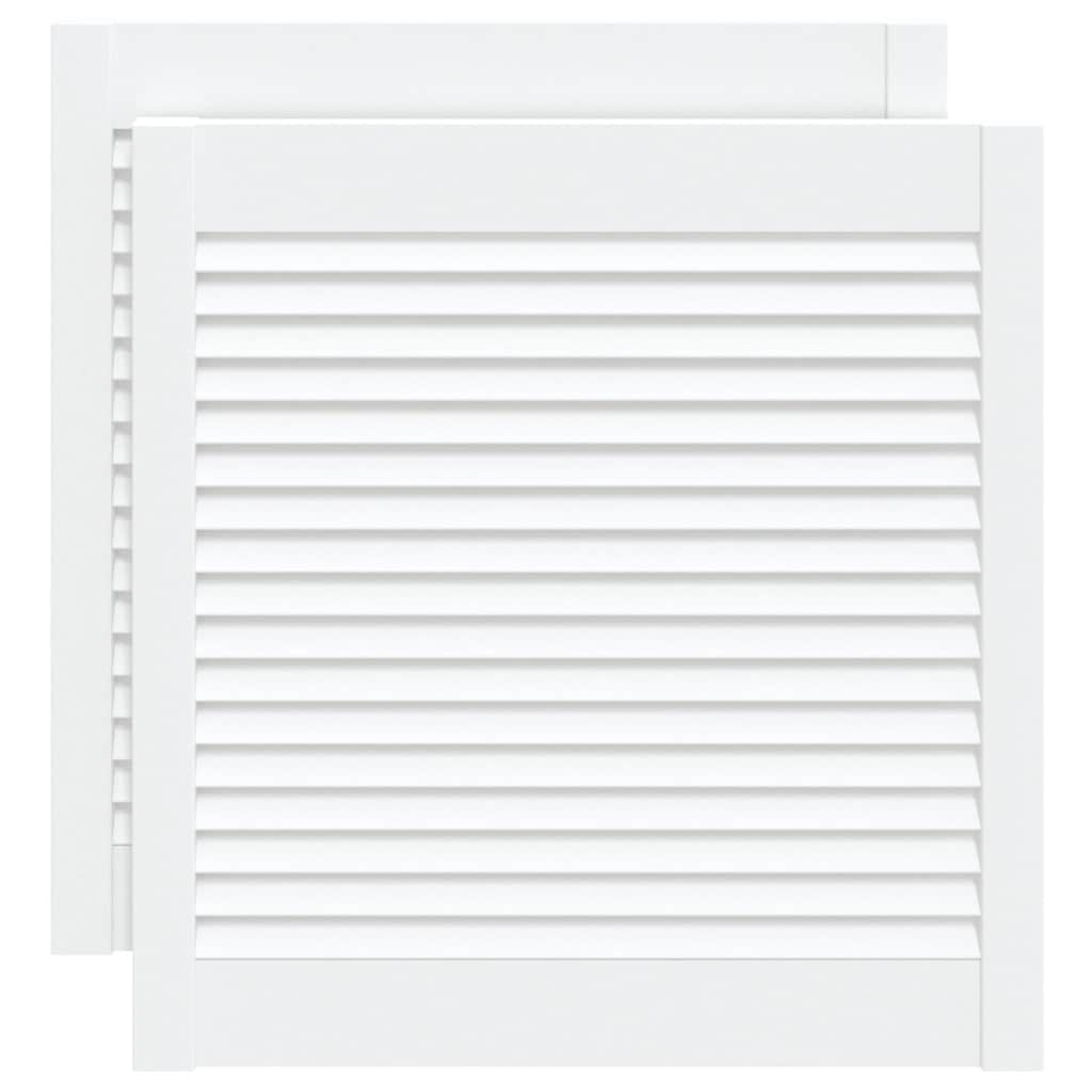 vidaXL Πορτάκια με Περσίδες 2 Τεμ. Λευκά 61,5x59,4εκ Μασίφ Ξύλο Πεύκου