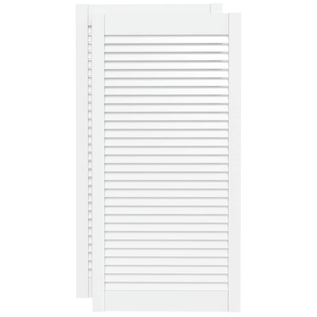 vidaXL Πορτάκια με Περσίδες 2 τεμ. Λευκά 99,3x49,4εκ Μασίφ Ξύλο Πεύκου