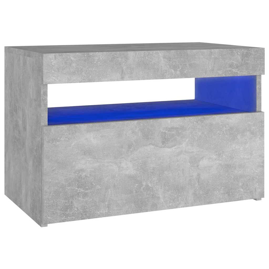 vidaXL Κομοδίνο με LED Γκρι Σκυροδέματος 60 x 35 x 40 εκ.