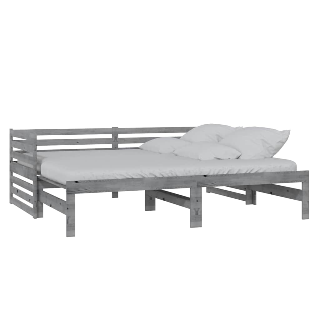 vidaXL Καναπές Κρεβάτι Γκρι 2 x (90 x 200) εκ. από Μασίφ Ξύλο Πεύκου