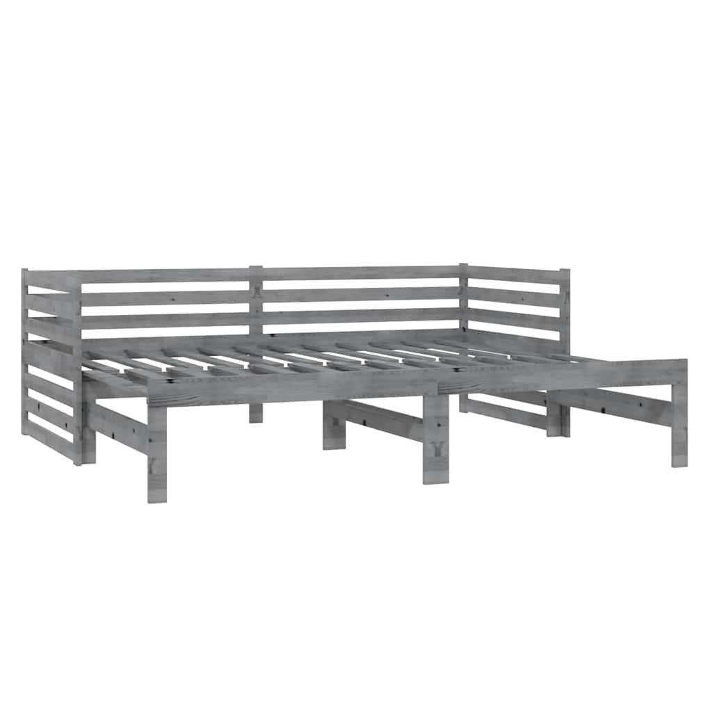 vidaXL Καναπές Κρεβάτι Γκρι 2 x (90 x 200) εκ. από Μασίφ Ξύλο Πεύκου