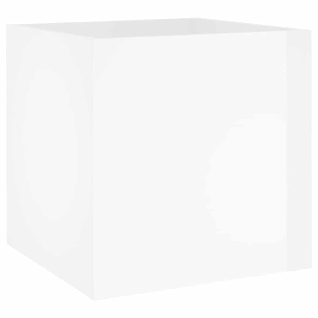 vidaXL Ζαρντινιέρα Γυαλιστερή Λευκή 40x40x40 εκ. Επεξεργασμένο Ξύλο