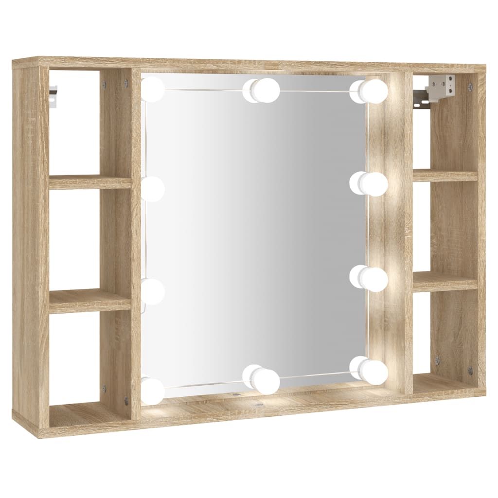 vidaXL Έπιπλο Καθρέπτη με LED Sonoma Δρυς 76 x 15 x 55 εκ.