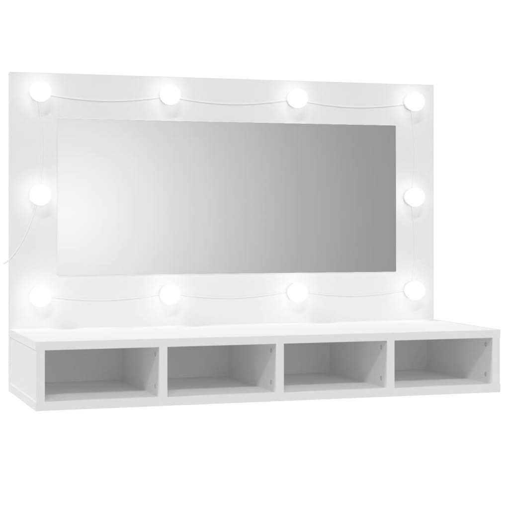 vidaXL Έπιπλο Καθρέπτη με LED Λευκό 90x31,5x62 εκ.