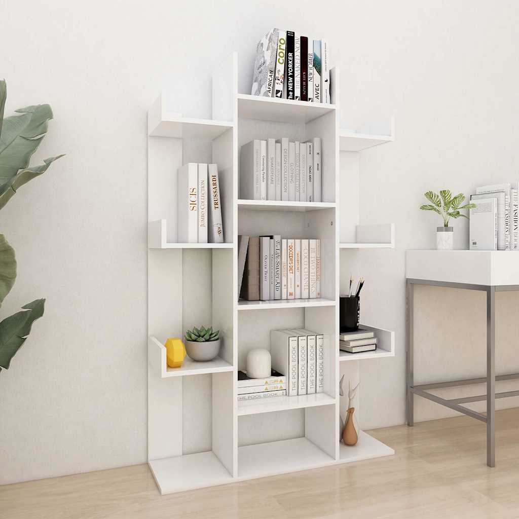 vidaXL Βιβλιοθήκη Λευκή 86 x 25,5 x 140 εκ. από Επεξ. Ξύλο