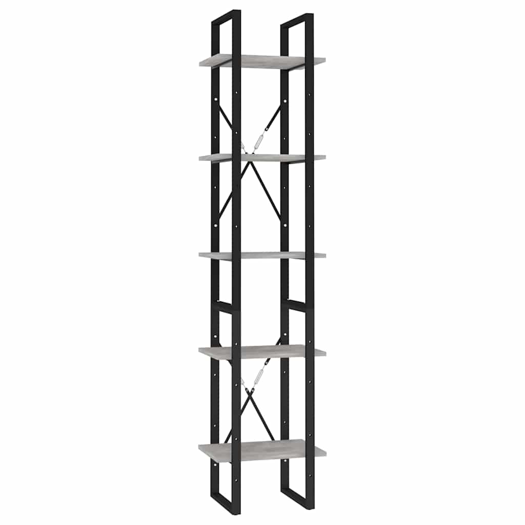 vidaXL Βιβλιοθήκη με 5 Ράφια Γκρι Σκυρ. 40 x 30 x 175 εκ. Επεξ. Ξύλο