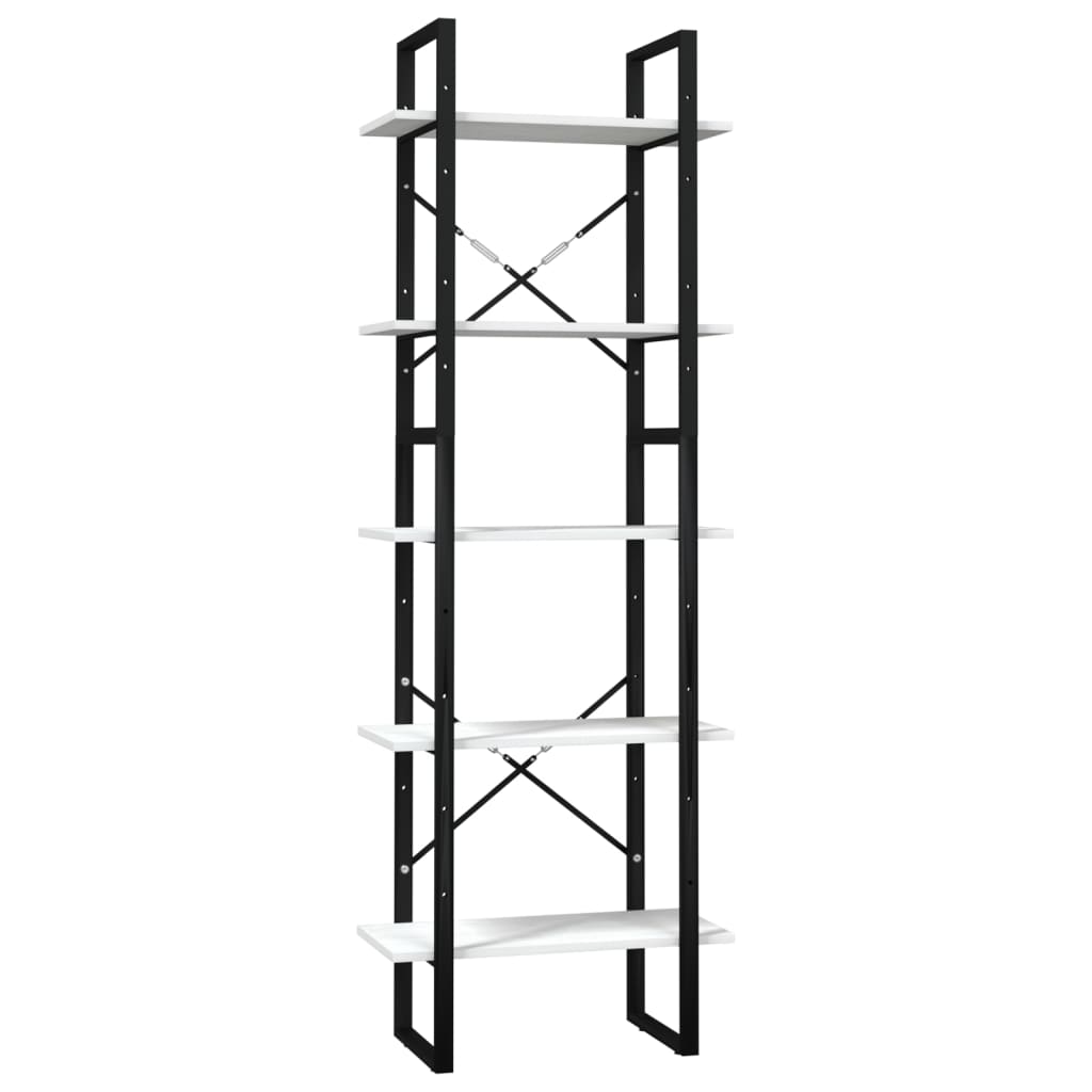 vidaXL Βιβλιοθήκη με 5 Ράφια Λευκή 60 x 30 x 175 εκ. από Ξύλο Πεύκου