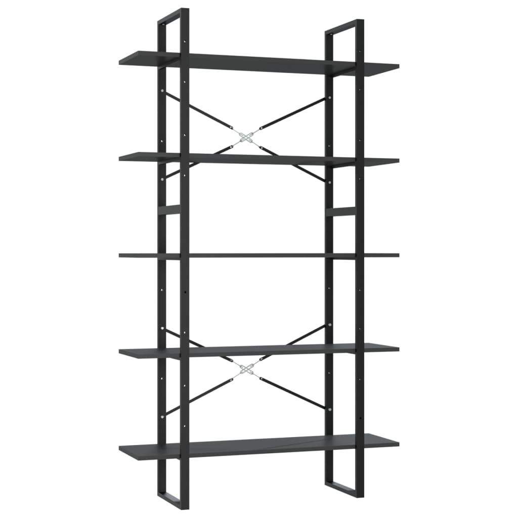 vidaXL Βιβλιοθήκη με 5 Ράφια Γκρι 100 x 30 x 175 εκ. από Επεξ. Ξύλο