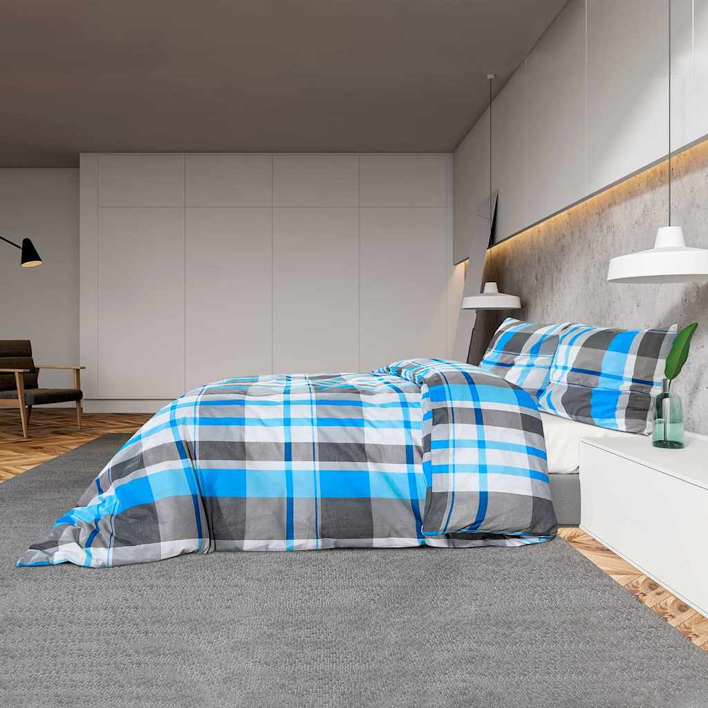 vidaXL Σετ Παπλωματοθήκης Μπλε και Γκρι 155 x 220 εκ. Βαμβακερό