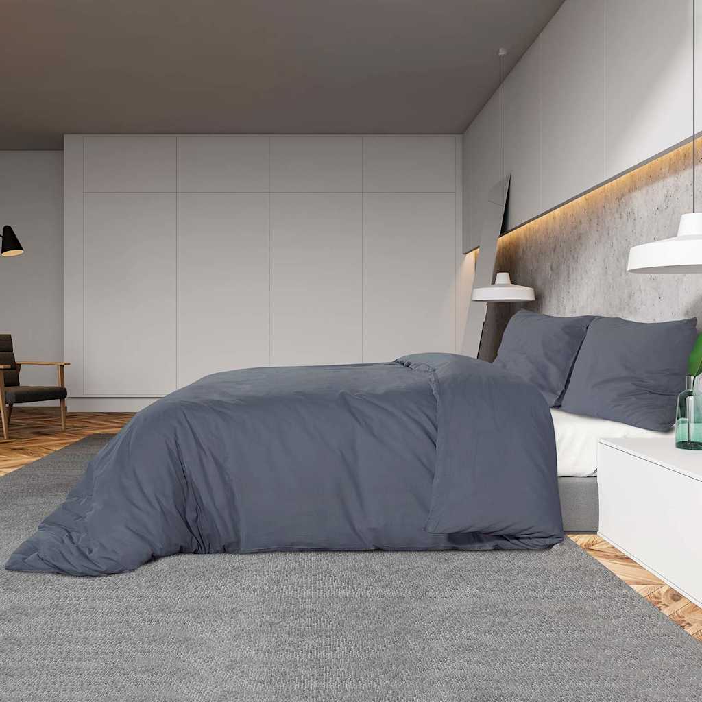 vidaXL Σετ Παπλωματοθήκης Ανθρακί 135x200εκ. Βαμβακερή