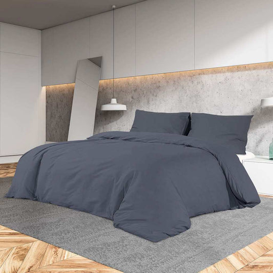 vidaXL Σετ Παπλωματοθήκης Ανθρακί 135x200εκ. Βαμβακερή