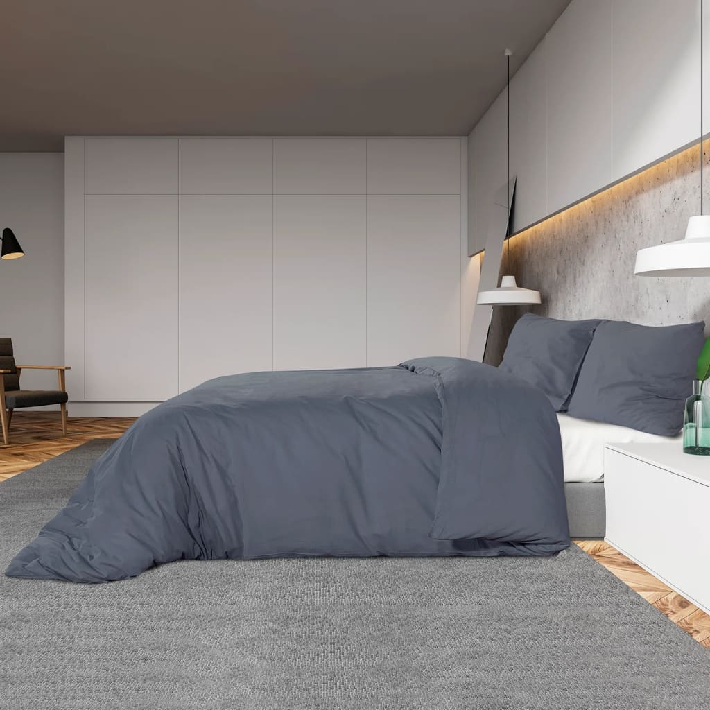 vidaXL Σετ Παπλωματοθήκης Ανθρακί 155x220 εκ. Βαμβακερό