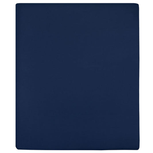 vidaXL Σεντόνια με Λάστιχο 2 τεμ. Μπλε 160x200 εκ. Βαμβακερό Ζέρσεϊ