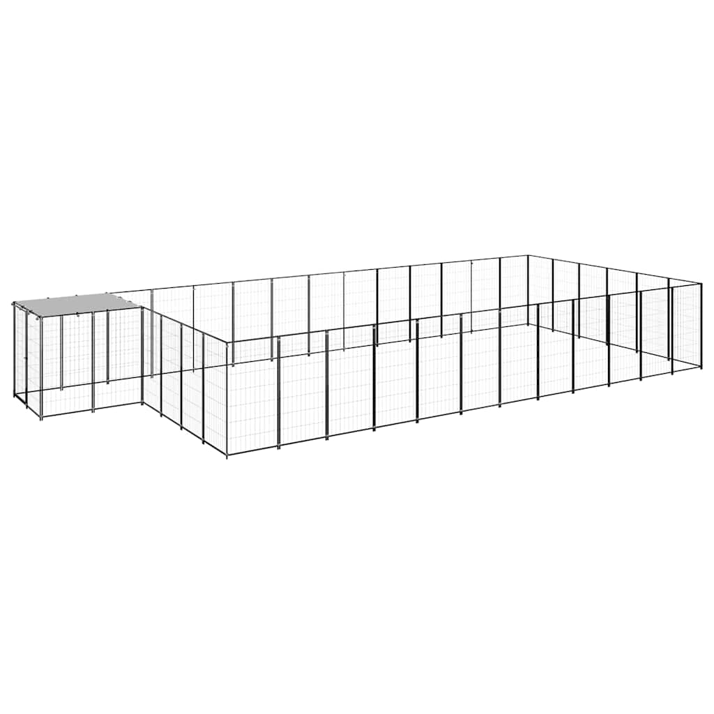vidaXL Dog Kennel Black 22,99 m² Ατσάλι