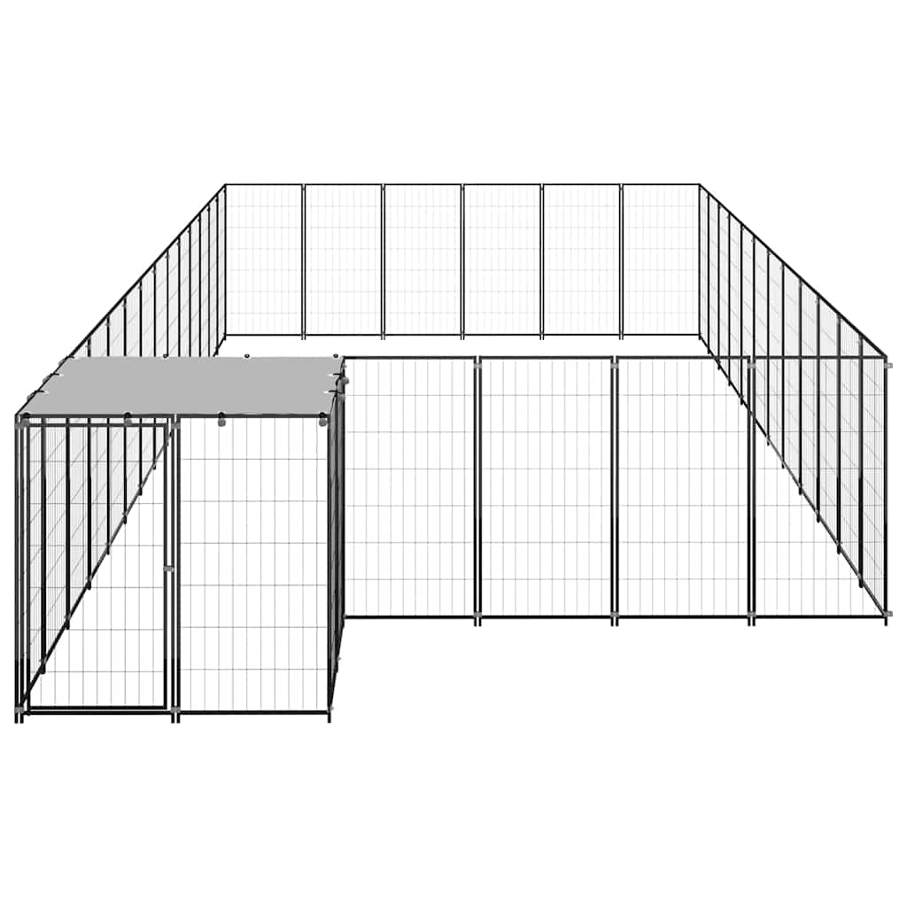 vidaXL Dog Kennel Black 22,99 m² Ατσάλι