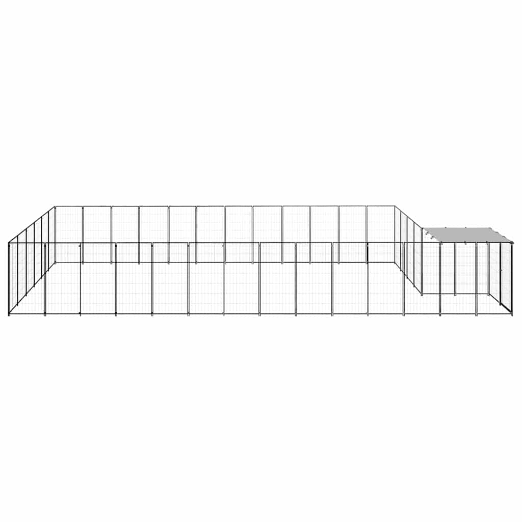 vidaXL Dog Kennel Black 22,99 m² Ατσάλι